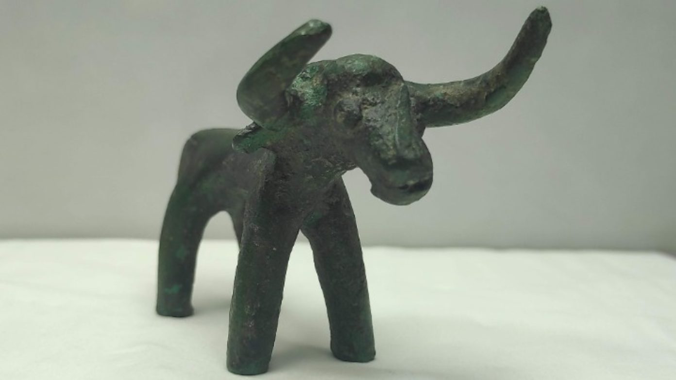 The bronze bull figurine found at Olympia. Credit: AMNA