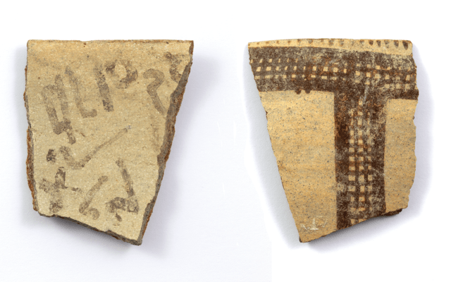 Early alphabetic inscription on a White Slip II rim sherd (Antiquity Publications Ltd//J. Dye, Austrian Academy of Sciences)