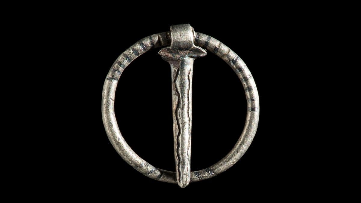 A medieval silver brooch discovered in Montgomery, Powys