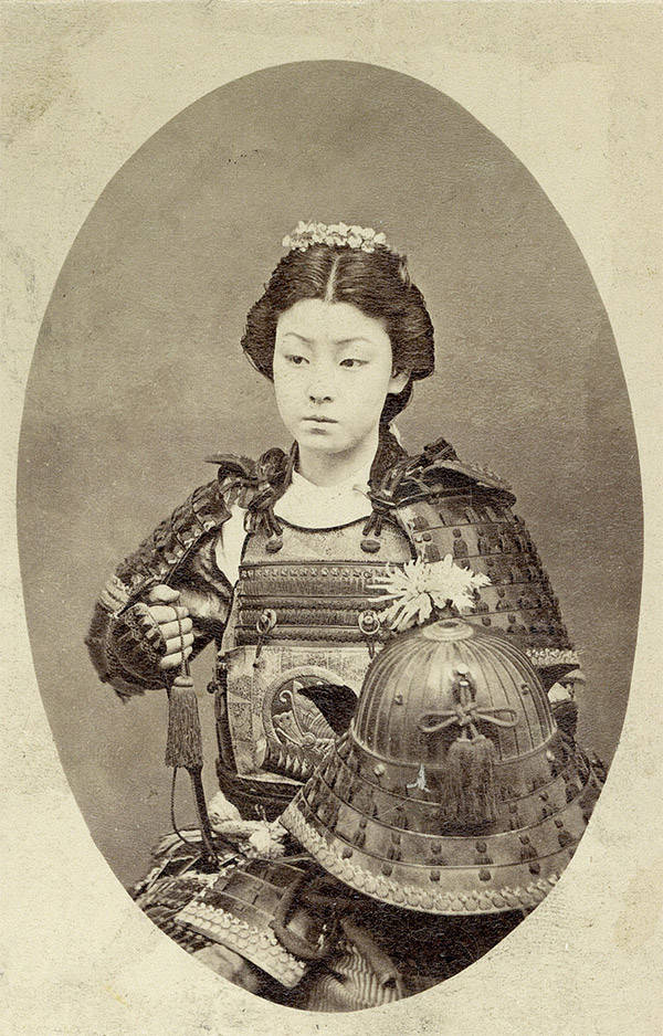 Reconstruction of a photograph of Takeko from the 19th century. Wikimedia Commons