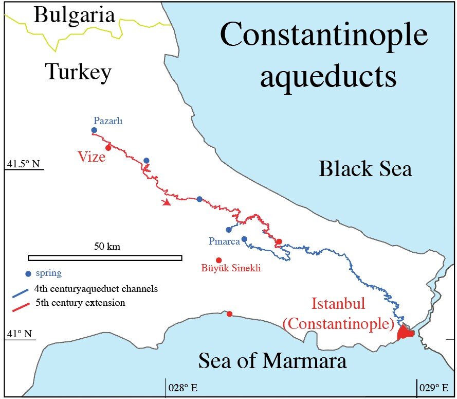 The 426-kilometer-long aqueduct system of Constantinople. ill./©: Cees Passchier