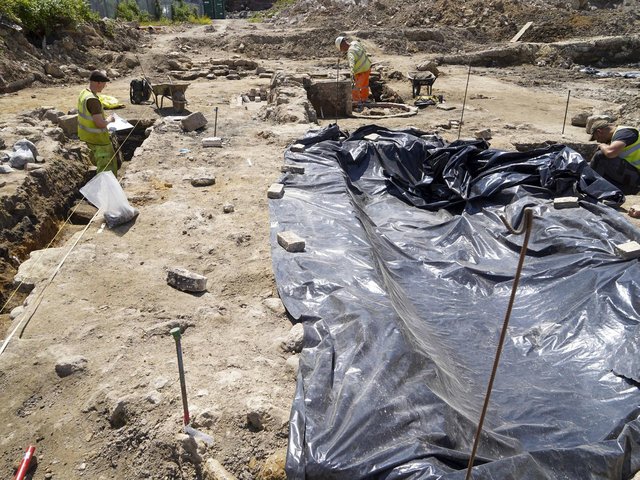 The archaeological dig at Mill Dam Lane, Pontefract. 