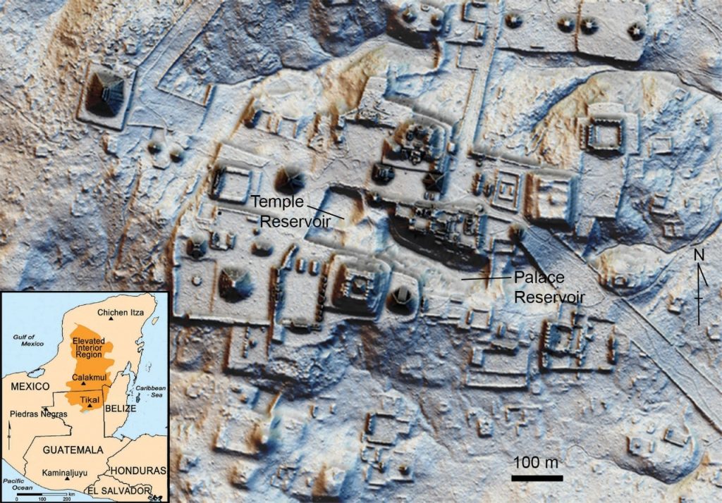 An aerial view using light detection and ranging or LIDAR shows the ancient layout of the city center at Tikal. Graphic/Scientific Reports