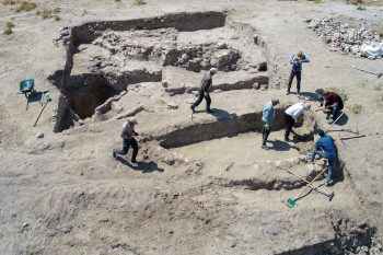 Archaeologists work on the Iremir Mound, Van, eastern Turkey.
