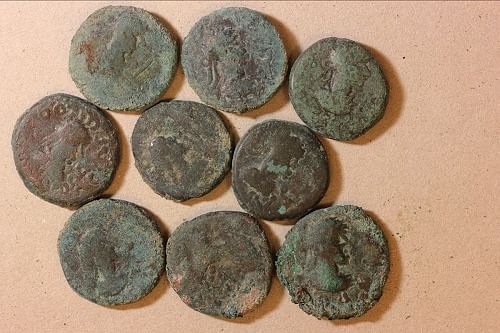 Copper staters found in 2021. Photo courtesy the Russian Academy of Science’s Institute of Archaeology