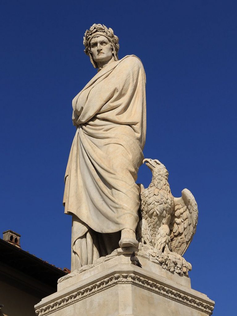 Statue of Dante in the Piazza Santa Croce in Florence, Enrico Pazzi, 1865