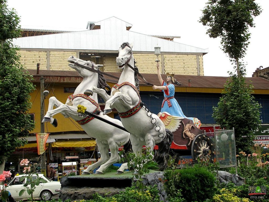 Statue of the ancient Iranian goddess Anahita in Fooman