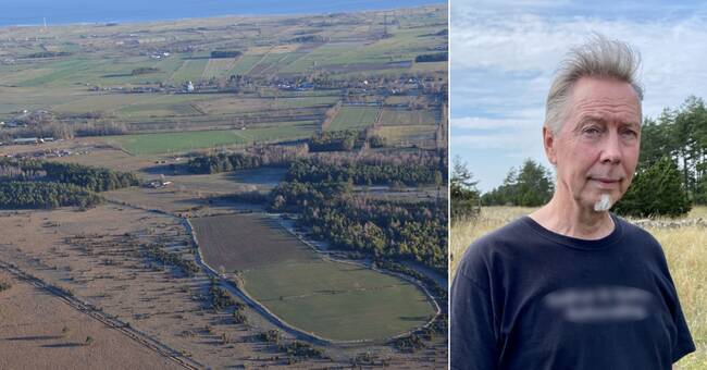 The picture shows the lines of Sörby Borg. The large church can be seen above. Archaeologist Jan-Henrik Fallgren is the one who discovered the long "lost" ancient fortress. Photograph: Jan-Henrik Fallgren (aerial photo) and SVT