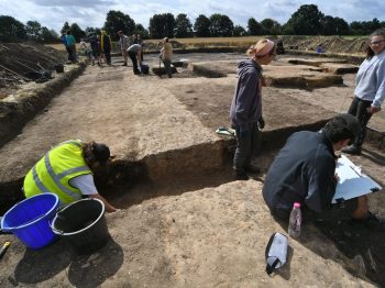 Newcastle and Sheffield University archaeology students and volunteers at work on the site near Crowland