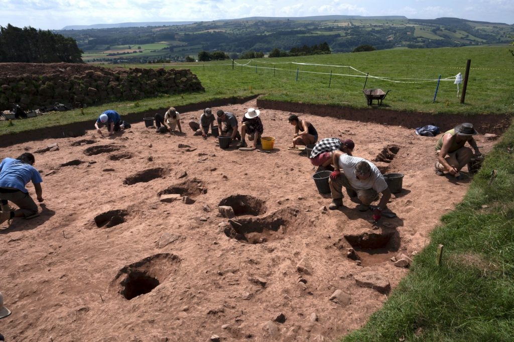 An excavation by the Universities of Manchester and Cardiff (pictured) has revealed that Arthur's Stone was once part of a much larger ceremonial landscape than previously thought