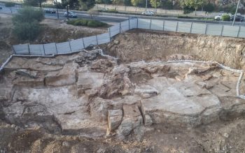A 2,000-year-old stone quarry discovered in the Jerusalem neighborhood of Har Hotzvim. (Shai Halevi, Israel Antiquities Authority)