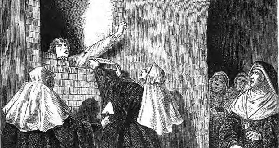 A depiction of the immurement of a nun, 1868.