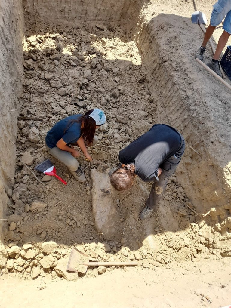 The moment when the first traces of the entrance gate of the Temple of Zeus in Magnesia were found. Photo Magnesia Excavations official Twitter account