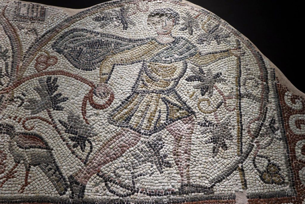 A close-up of the Mosaic of the Vine Harvest at the Hatay Archeological Museum, Hatay, southern Turkey. Photo: AA