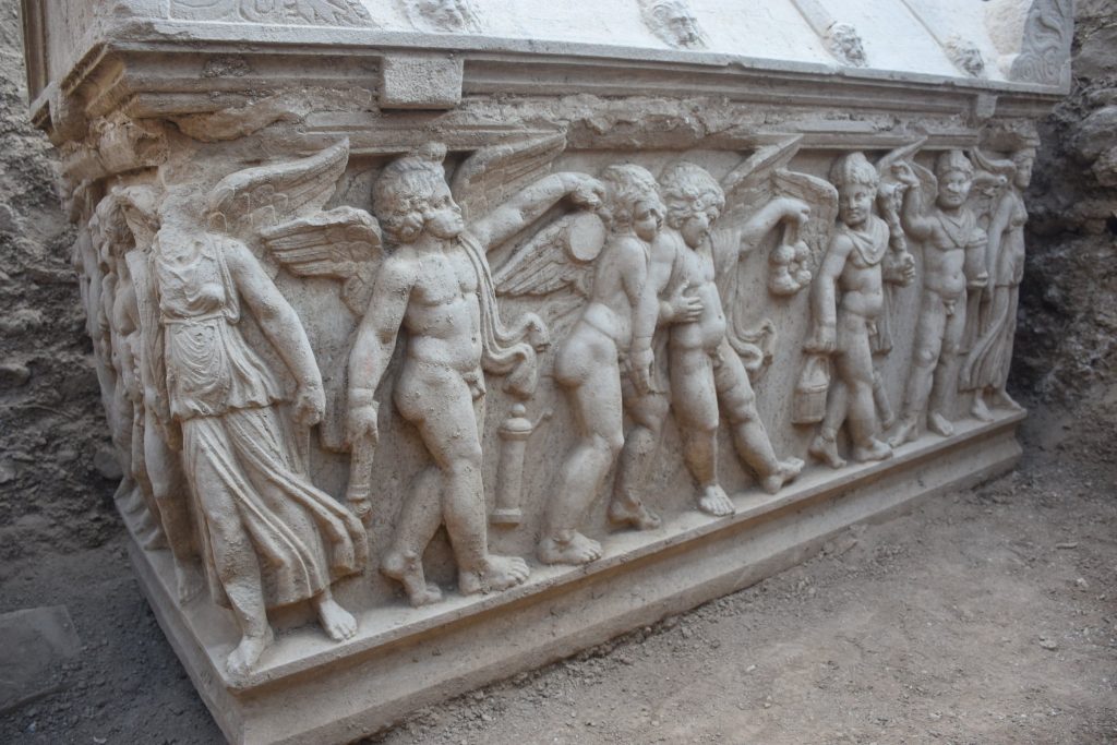 A view from two sarcophagi found in Hisardere Necropolis, Iznik, Bursa, northwestern Turkey. (IHA Photo)