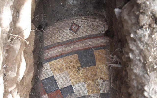 The mosaic floor of the Church of the Apostles, near the Sea of Galilee. Photo: Mordechai Aviam