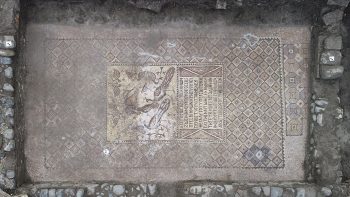 A mosaic made by the freed slave to thank God was found in the church excavation