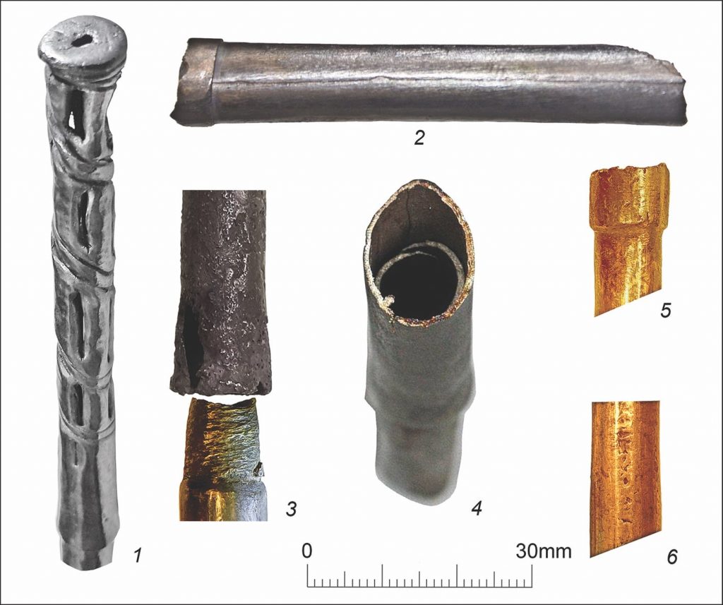 Components of the ornate tubes, originally identified as scepters, found at Maikop kurgan.Viktor Trifonov