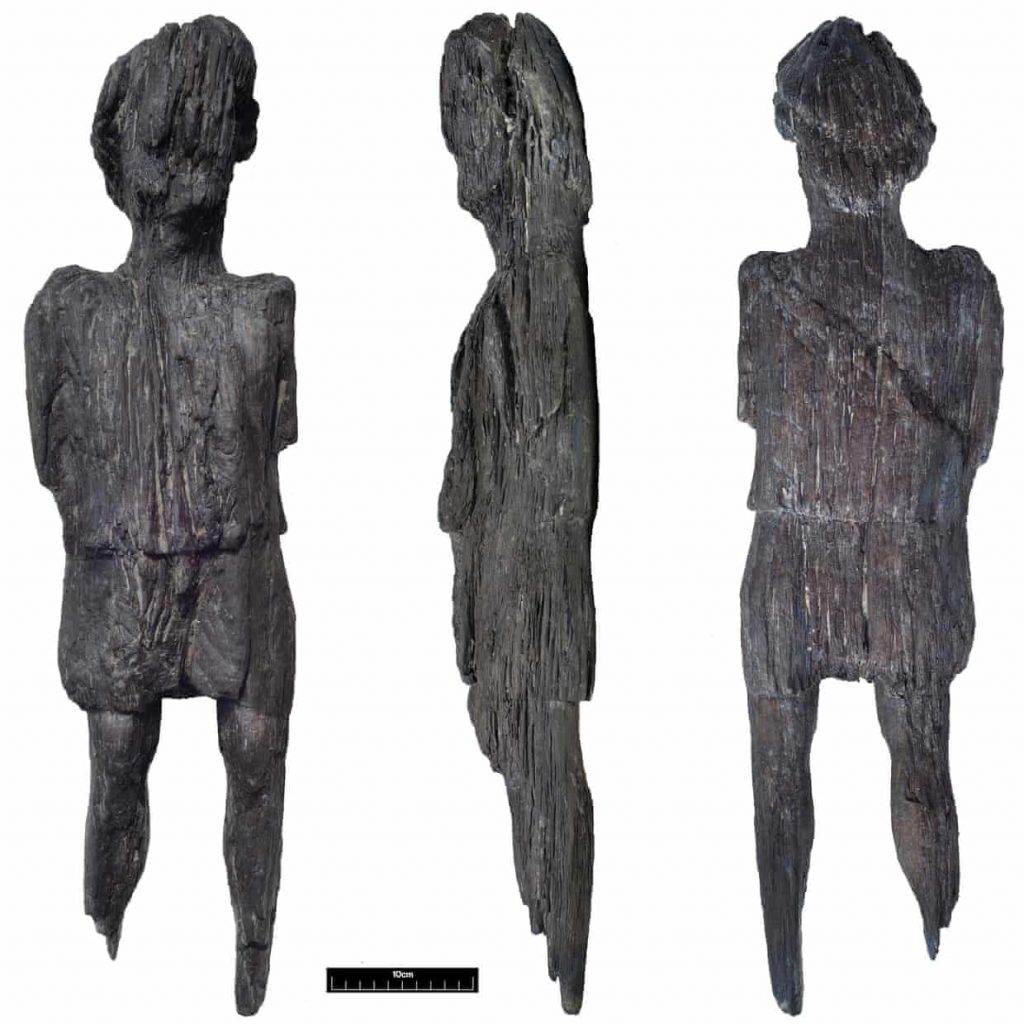 Rare Roman wooden figure uncovered by HS2 archaeologists in Buckinghamshire. Photo: HS2 (HS2)