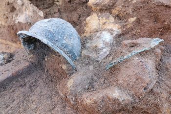 Ancient helmets, temple ruins found at a dig in Velia southern Italy