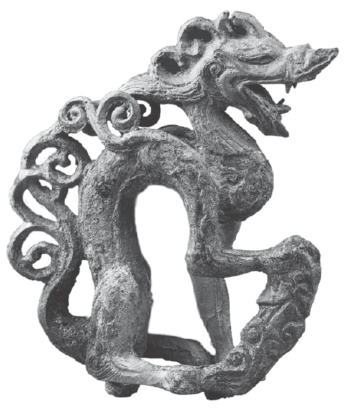 Cultural relics on exhibition at the Taizicheng site include a bronze sitting dragon.