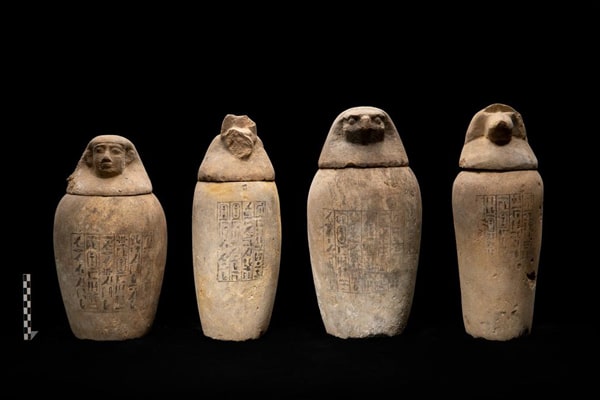 Four unused canopic jars of Wahibre-mery-Neith. Author- Petr Košárek, © archives of the Czech Institute of Egyptology.