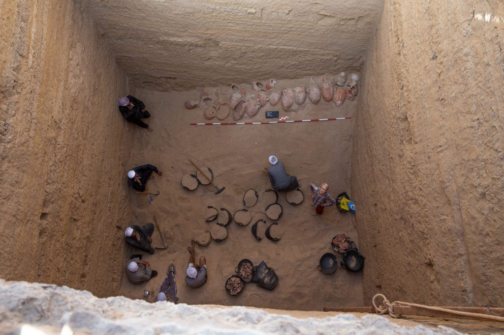The shaft of the largest embalming deposit discovered in Abusir during the excavation works of the Czech Institute of Egyptology