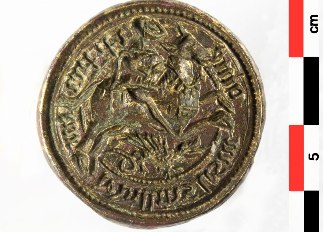 Medieval St. George seal matrix found in French château