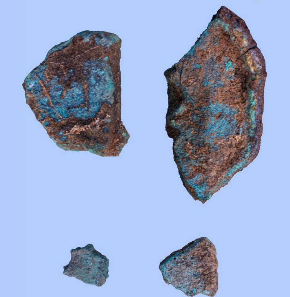 Shards of copper found at the Tell El Kedwa fortress in Egypt's North Sinai province.