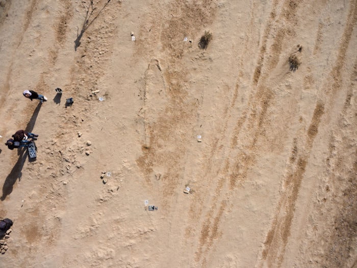 The structure of the ancient boat was visible from the ground.