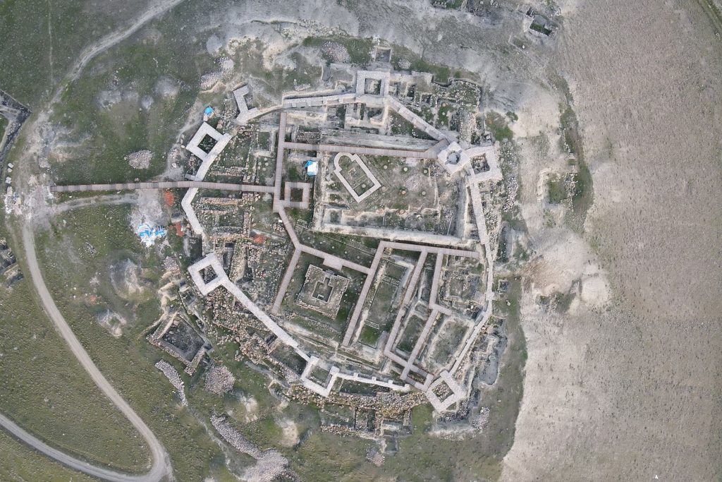 An aerial view shows the 2,900-year-old Urartian-era Altıntepe Castle, in Erzincan, Turkey. (AA Photo)