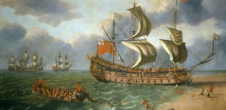 The Wreck of the Gloucester off Yarmouth, 6th May 1682, by Johan Danckerts.