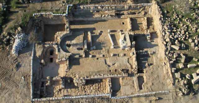 An aerial view of the remains of the Byzantine-era church Photo: A. Ganor et al / the Israel Antiquities Authority