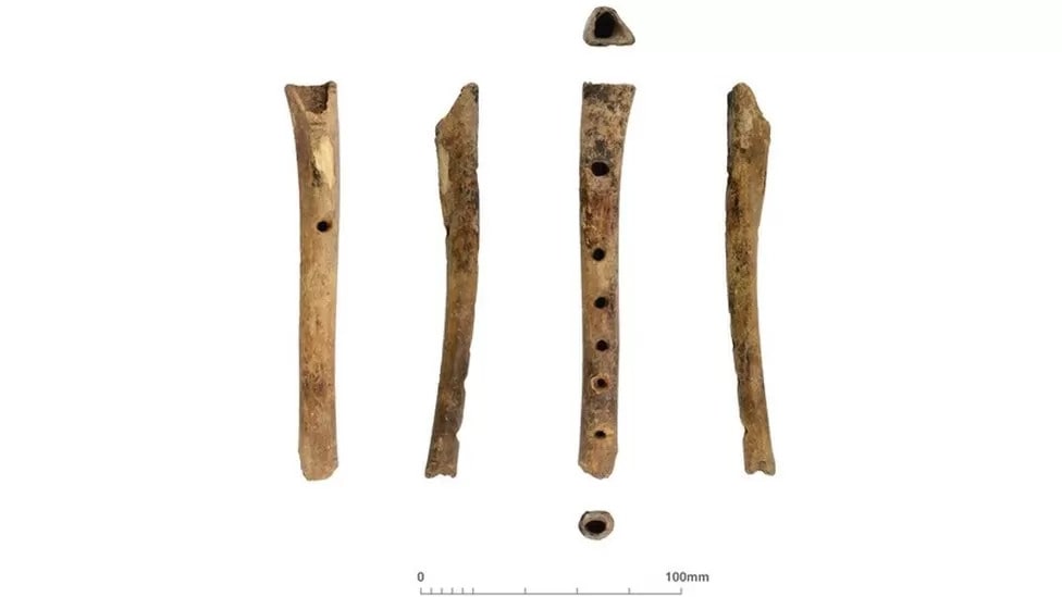The instrument has been carved with five fingerholes along the top and a thumbhole underneath. Photo: Cotswold Archaeology