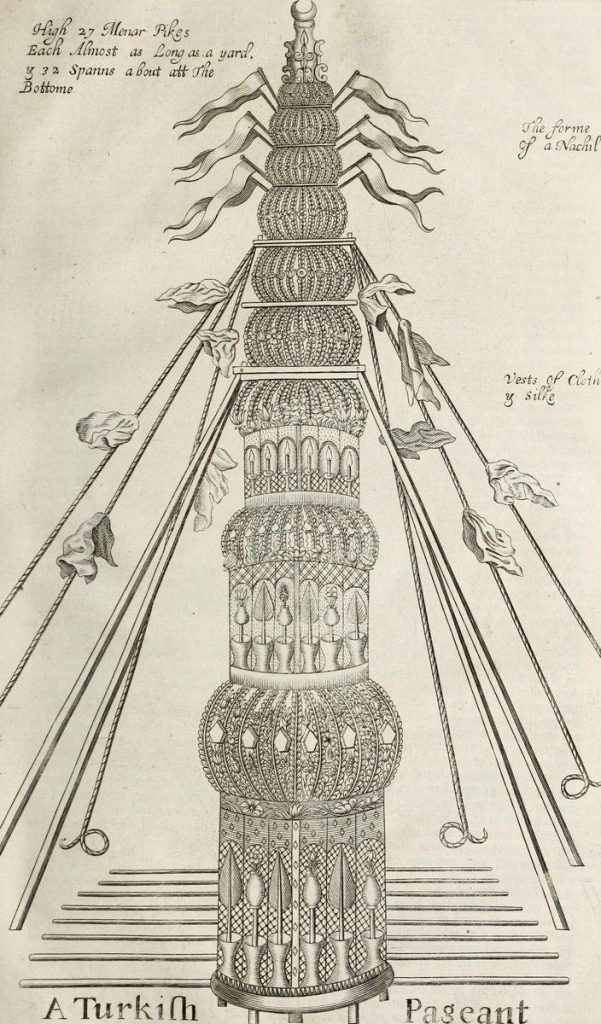 A miniature showing the tradition of tree decoration in the Ottoman Empire.