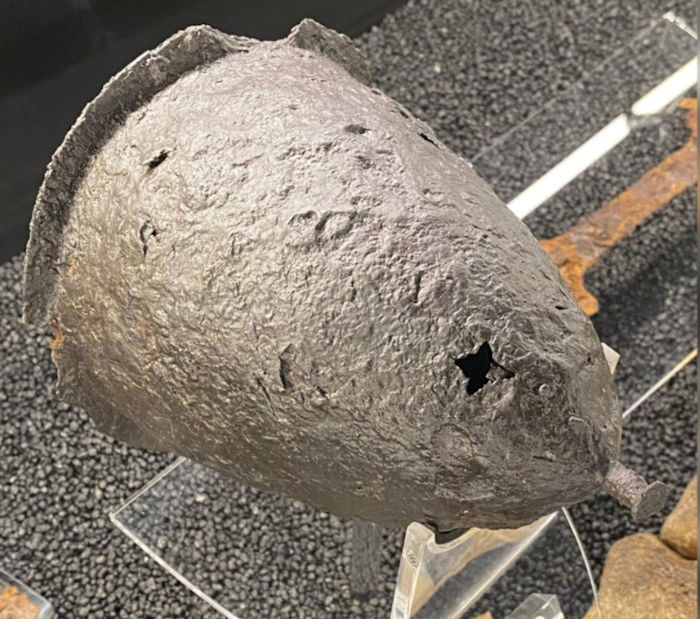  ‘Sugar loaf’ Shield Boss found within the Lowbury Hill burial. Photo: Oxfordshire Museum Service