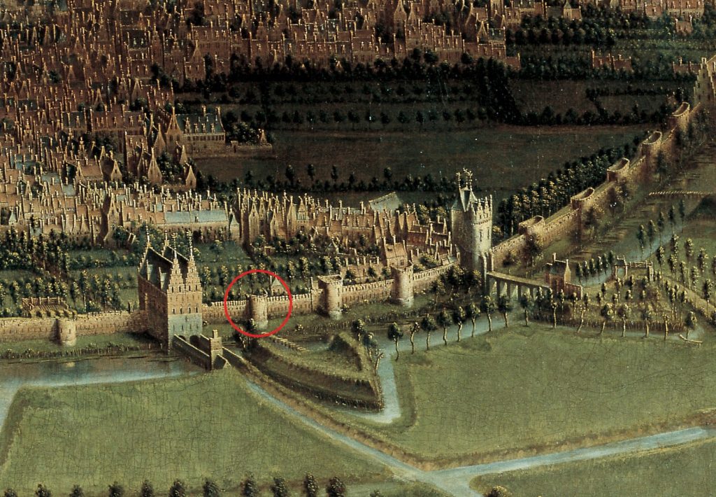 Detail of the “View of Brussels” by Bonnecroy (1664-1665) between the Grande Écluse and the Porte de Hal.