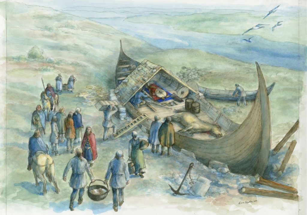 The Storhaug ship burial as it might have appeared in 779. (Illustration: Eva Gjerde (c) Museum of Archaeology, University of Stavanger)