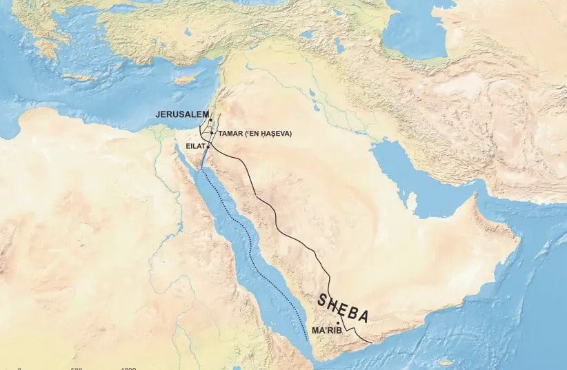 A map of the area from Solomon's Israel to Sheba. Photo: Dr. Daniel Vainstub