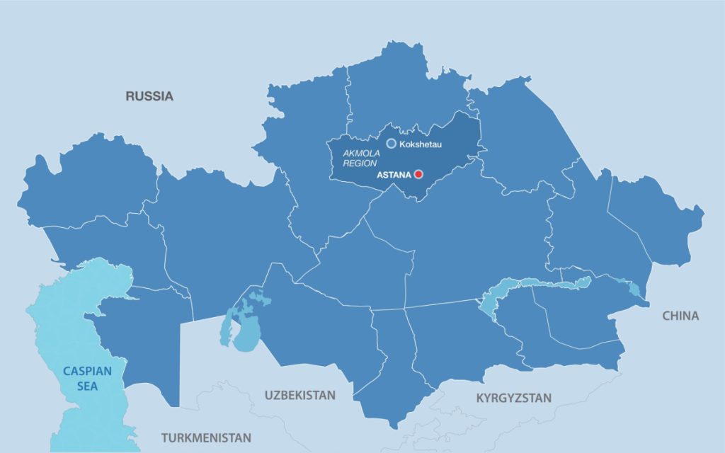 Akmola region map. The map is designed by The Astana Times