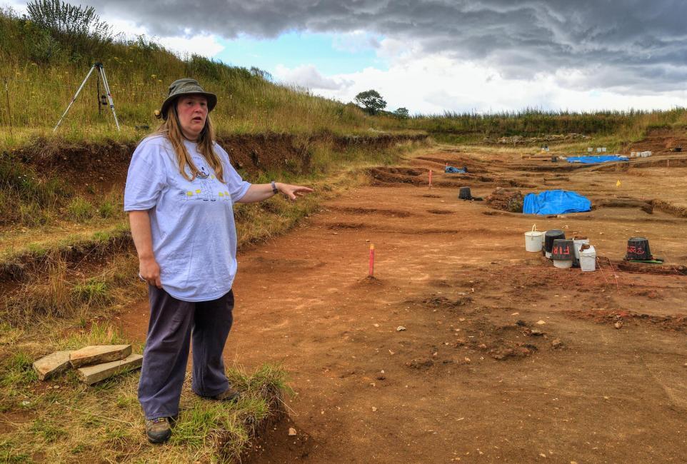 Dr. Eleanor Blakelock at the Sedgeford site where ancient maltings have been found. Photo: Chris Bishop