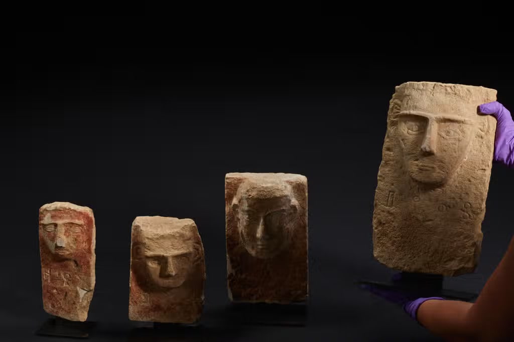 A group of four ancient funerary stelae from the Republic of Yemen. Photo: Â© Victoria and Albert Museum, London