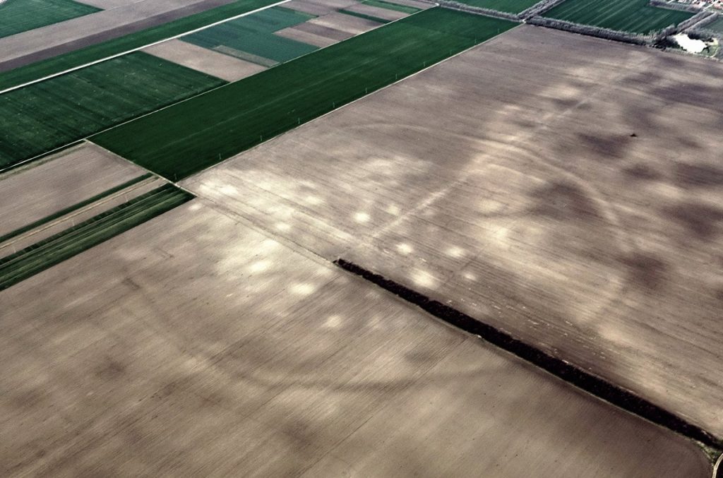 Researchers used Google Earth to identify circular earthworks and deep ditches like this one in northern Serbia, which covers at least 40 hectares.BARRY MOLLOY AND DARJA GROSMAN