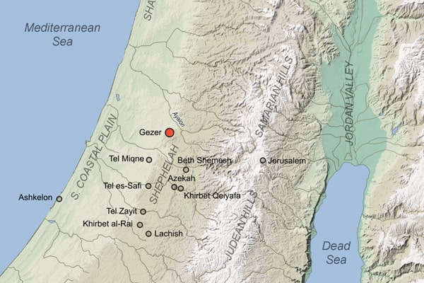 Location of Gezer in the southern Levant. Photo: © OeAW-OeAI/ L. Webster