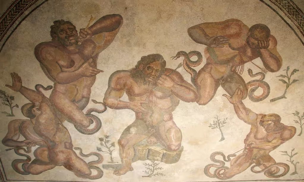 Mosaic fragment from the Villa Romana del Casale, Sicily, a Unesco world heritage site.