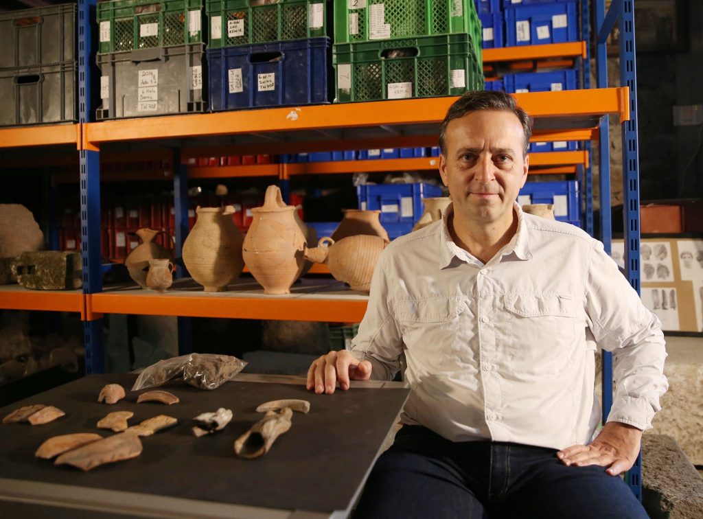 Yusuf Sezgin, head of the archaeology department at Manisa Celal Bayar University, states recent discoveries in the ancient city of Aigai. Photo: AA Photo