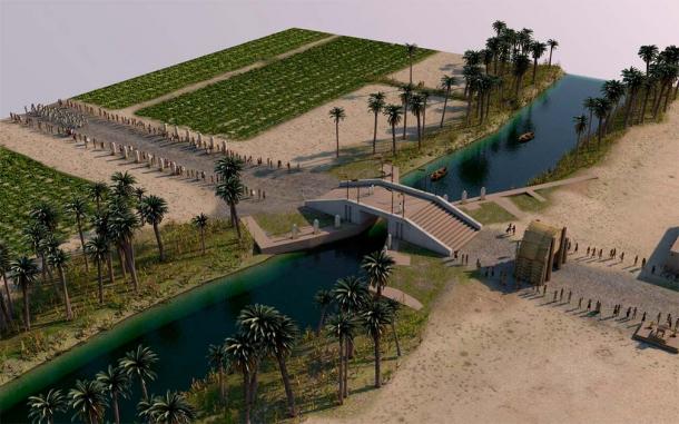 A digital reconstruction of the flume, which once straddled a 12-mile canal. Photo: The Girsu Project/ British Museum