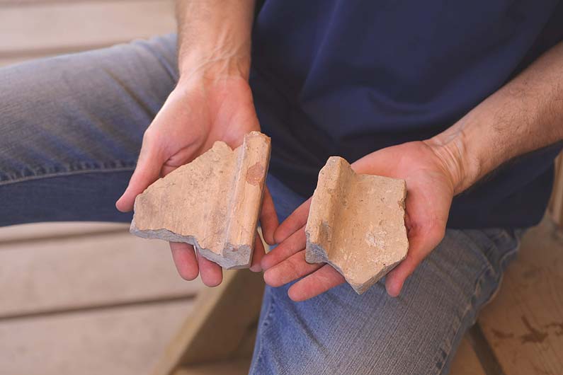 Roof tile fragments discovered at the Givati Parking Lot Excavation. Photo:  Eliyahu Yannai, City of David National Park