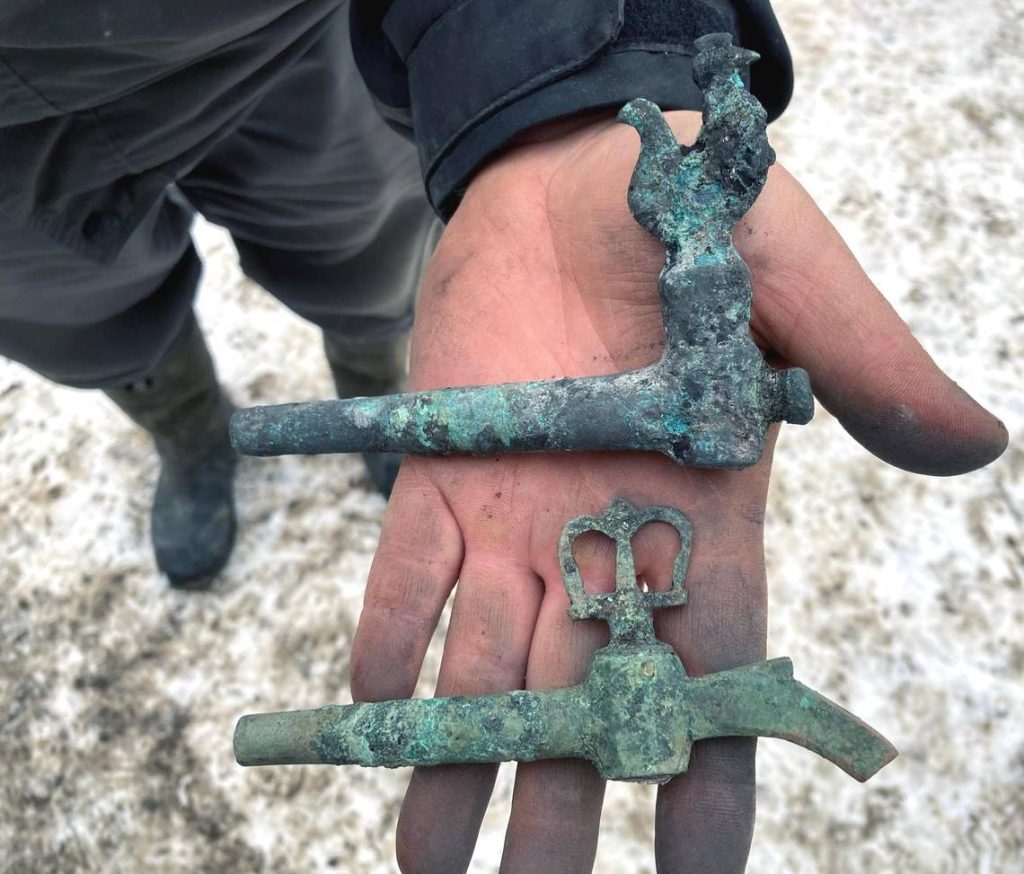 Several bronze taps were discovered at the site, archaeologists said. Photo: KOE Rostock