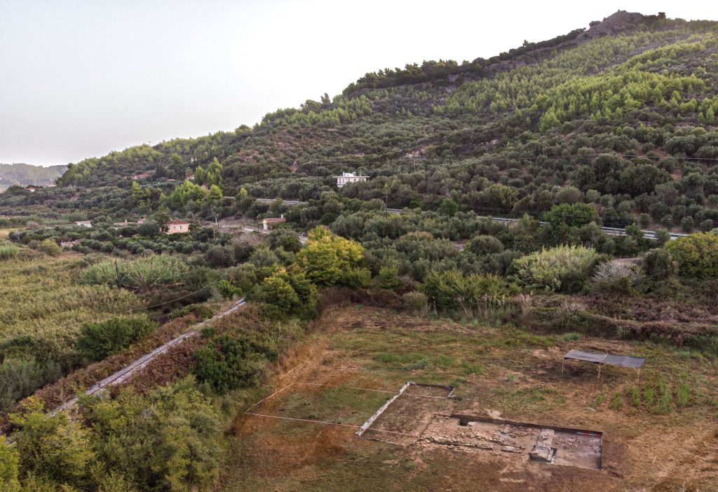 Drone photo of the 2023 excavation at the Poseidon sanctuary of Kleidi-Samikon. Photo: © OeAW-OeAI/Marie Kräker